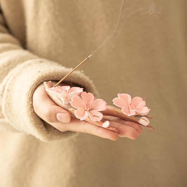 Buddha Stones Blooming Plum Blossom Branches Ceramic Healing Incense Burner Desk Decoration - image 8