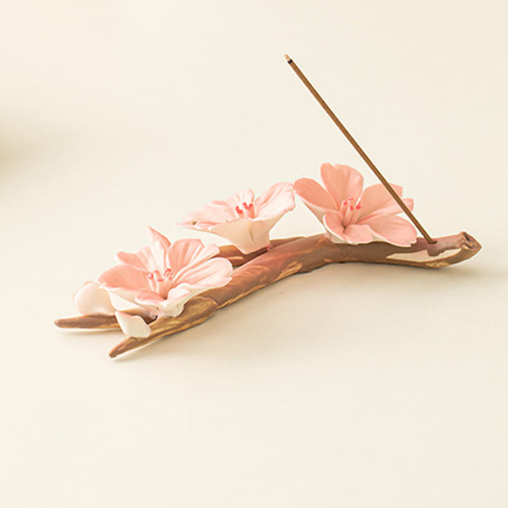 Buddha Stones Blooming Plum Blossom Branches Ceramic Healing Incense Burner Desk Decoration - image 4