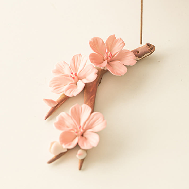 Buddha Stones Blooming Plum Blossom Branches Ceramic Healing Incense Burner Desk Decoration - image 2