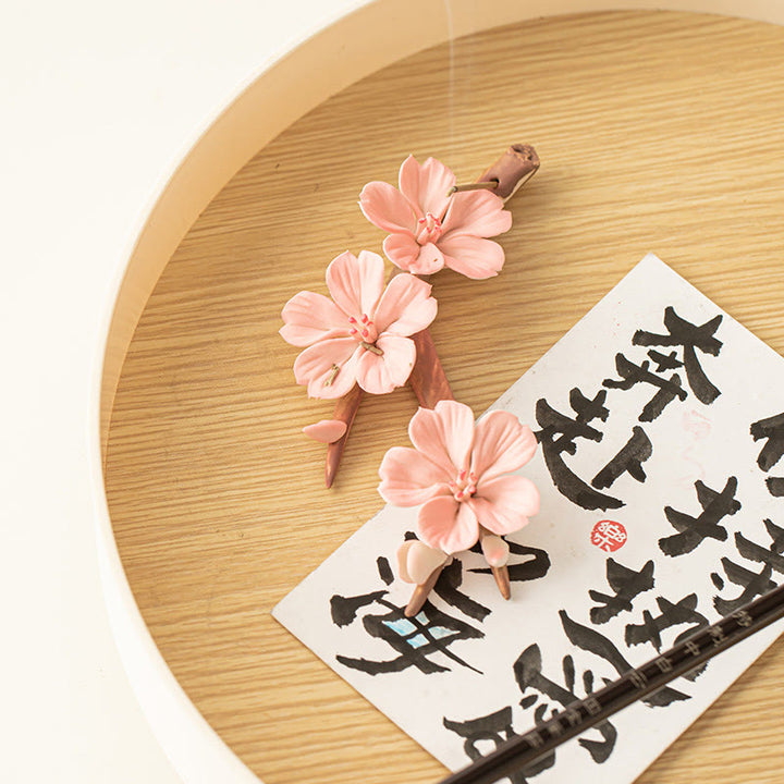 Buddha Stones Blooming Plum Blossom Branches Ceramic Healing Incense Burner Desk Decoration - image 9