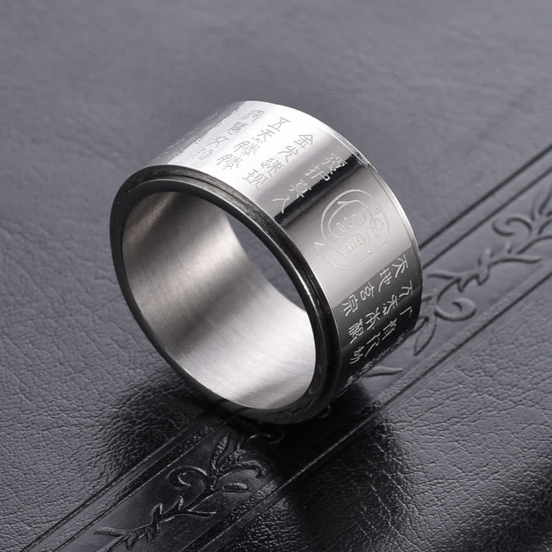 Buddha Stones Tibetan Golden Light Mantra Titanium Steel Smooth Surface Spinner Balance Ring - image 1