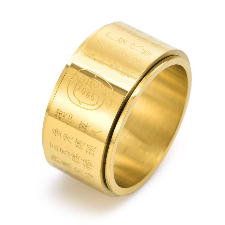 Buddha Stones Tibetan Golden Light Mantra Titanium Steel Smooth Surface Spinner Balance Ring - Golden - US12 - image 6