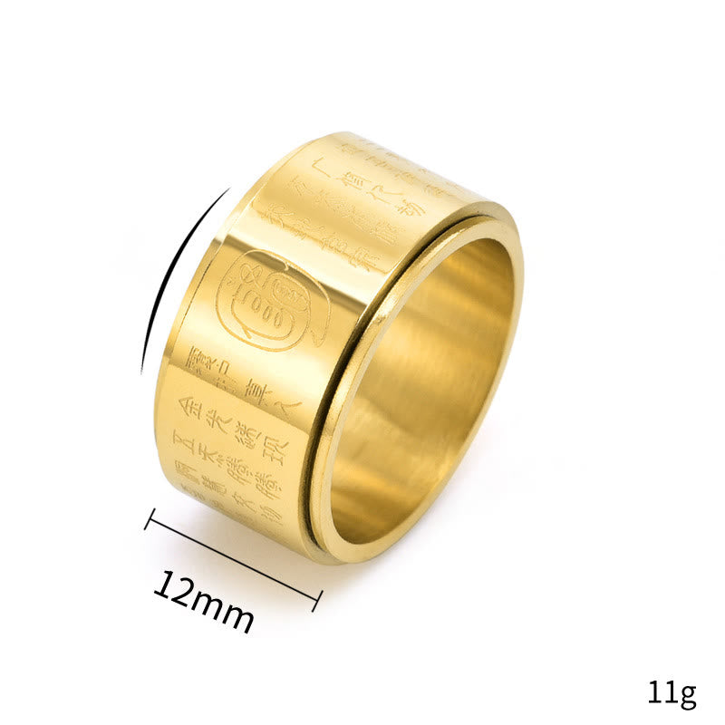 Buddha Stones Tibetan Golden Light Mantra Titanium Steel Smooth Surface Spinner Balance Ring - image 7
