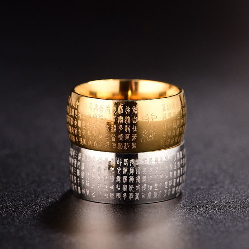 Buddha Stones Tibetan Seal Heart Sutra Titanium Steel Balance Ring - image 16