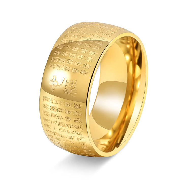 Buddha Stones Tibetan Seal Heart Sutra Titanium Steel Balance Ring - image 7