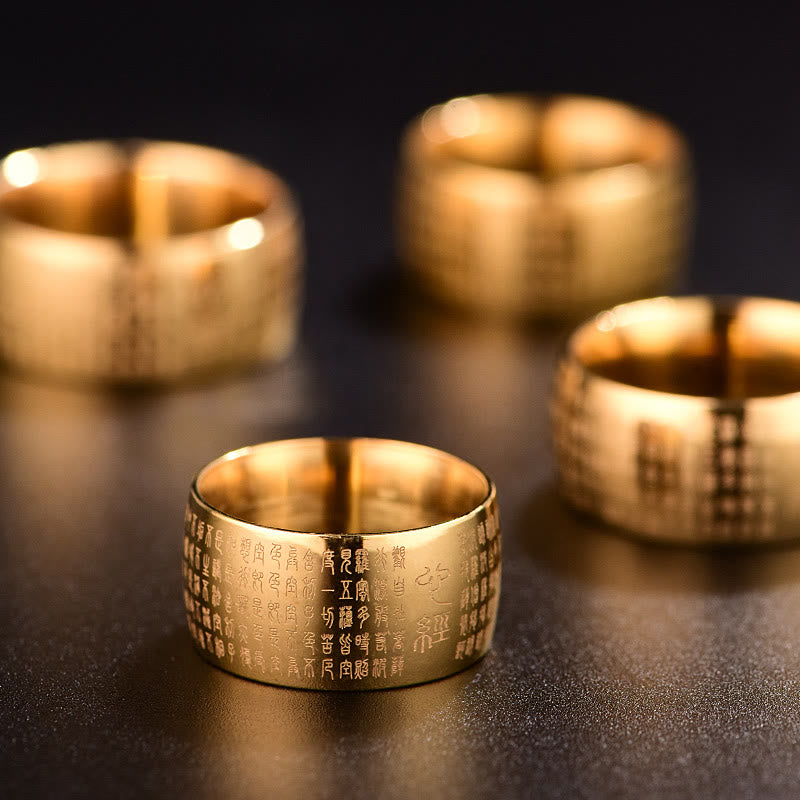 Buddha Stones Tibetan Seal Heart Sutra Titanium Steel Balance Ring - image 9