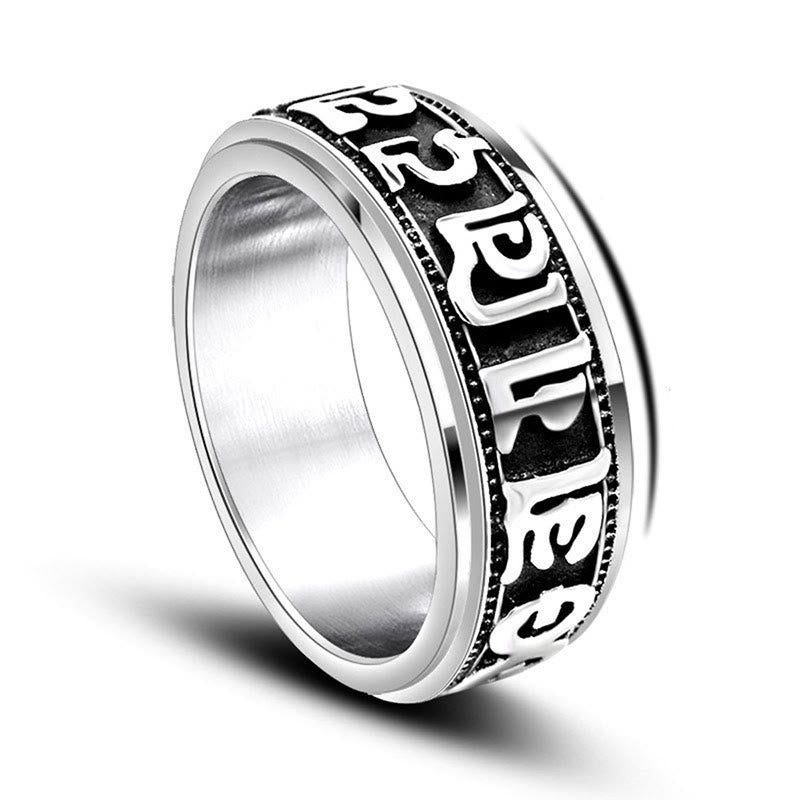 Buddha Stones Tibetan Om Mani Padme Hum Titanium Steel Spinner Balance Ring - image 10