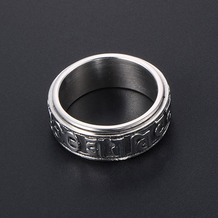 Buddha Stones Tibetan Om Mani Padme Hum Titanium Steel Spinner Balance Ring - image 2