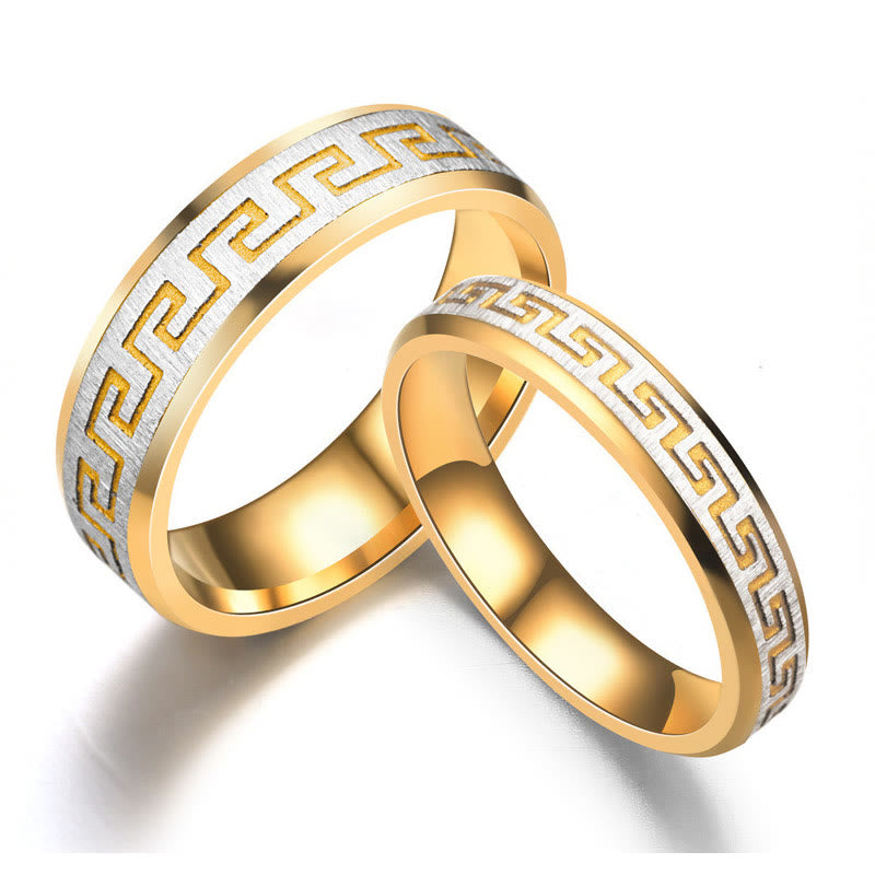 Buddha Stones Tibetan Great Wall Pattern Titanium Steel Balance Ring - 6mm - US12 - image 3