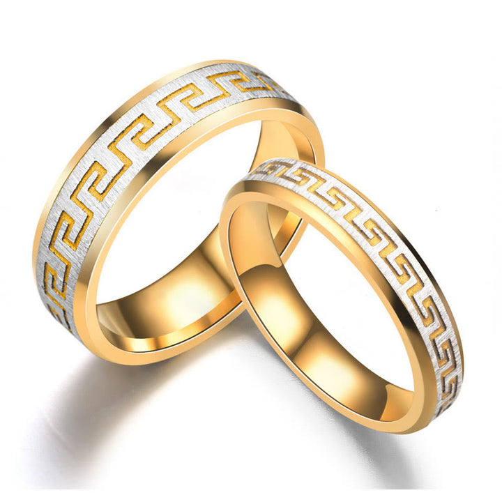 Buddha Stones Tibetan Great Wall Pattern Titanium Steel Balance Ring - 6mm - US12 - image 3