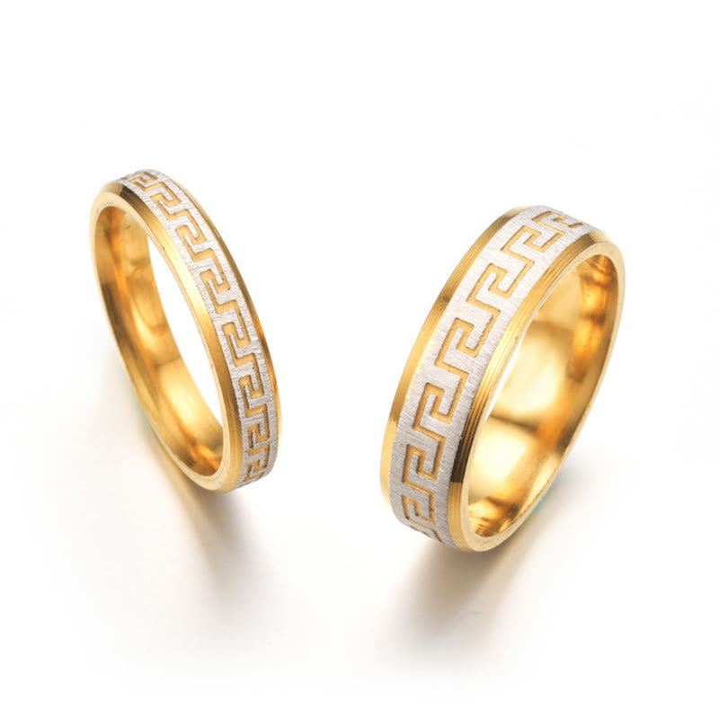 Buddha Stones Tibetan Great Wall Pattern Titanium Steel Balance Ring - image 4