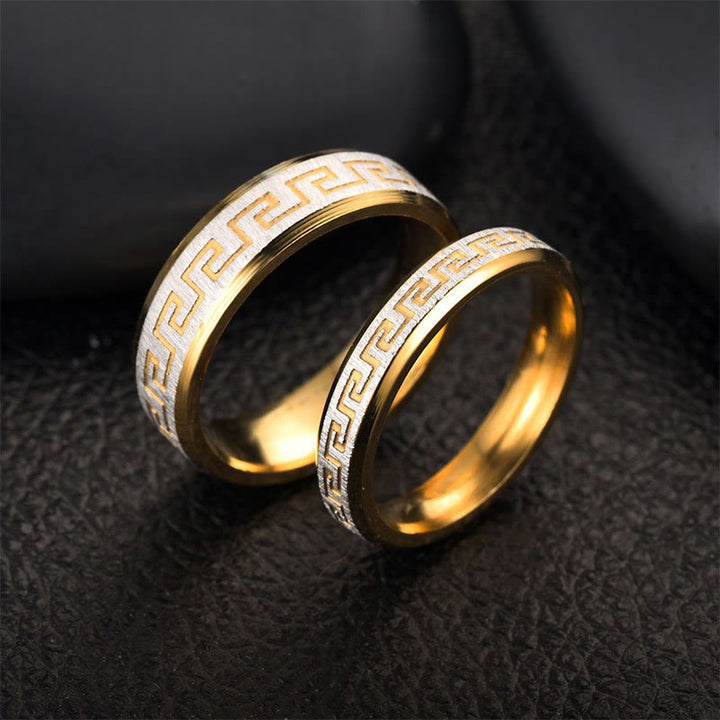 Buddha Stones Tibetan Great Wall Pattern Titanium Steel Balance Ring - 4mm - US12 - image 0