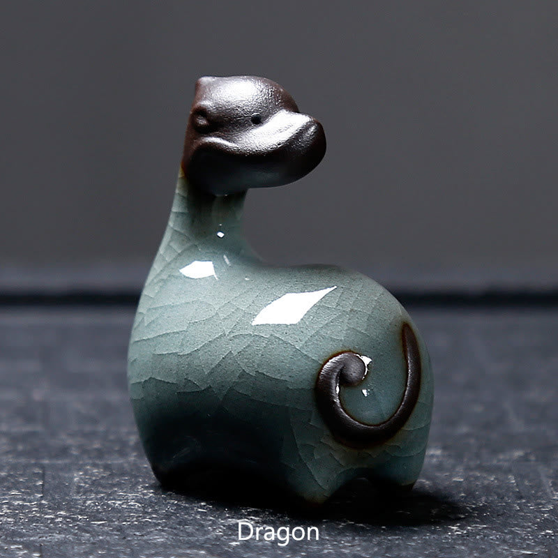 Buddha Stones Chinese Zodiac Ceramic Tea Pet Home Decoration - Black Dragon 6.6*6.8cm - image 9