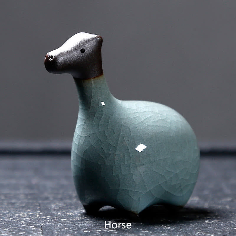 Buddha Stones Chinese Zodiac Ceramic Tea Pet Home Decoration - Black Horse 6.7*6.8cm - image 10