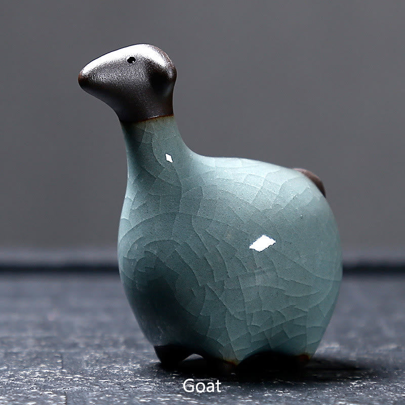 Buddha Stones Chinese Zodiac Ceramic Tea Pet Home Decoration - Black Goat 6.7*6.8cm - image 12