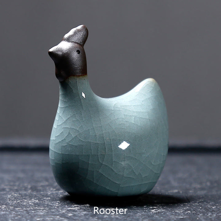 Buddha Stones Chinese Zodiac Ceramic Tea Pet Home Decoration - Black Rooster 5.7*7.1cm - image 14