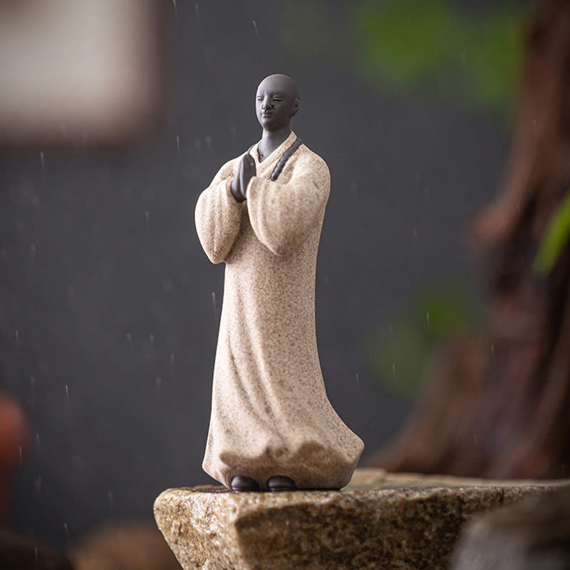 Buddha Stones Meditating Praying Monk Figure Ceramic Compassion Serenity Home Decoration - image 12