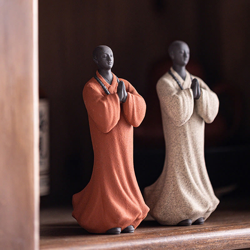 Buddha Stones Meditating Praying Monk Figure Ceramic Compassion Serenity Home Decoration - image 10