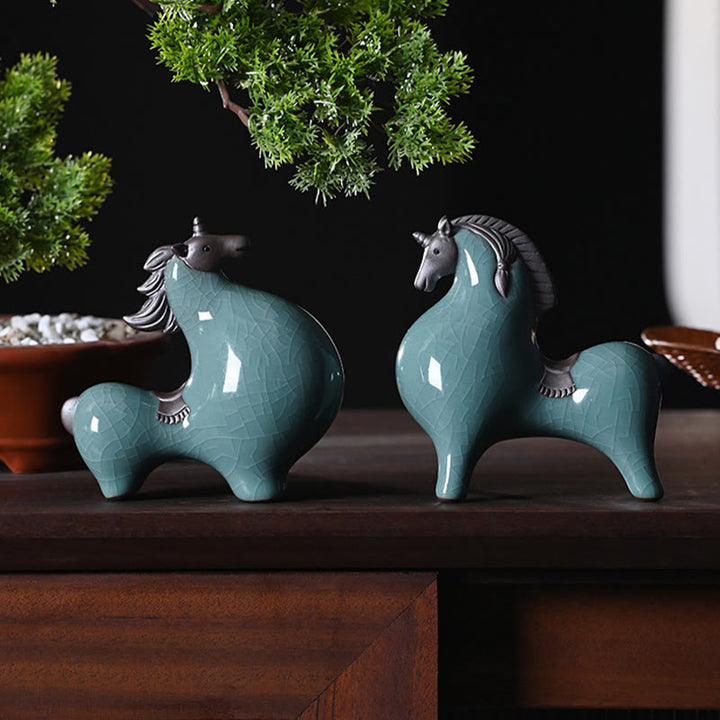 Buddha Stones Head Down Up Horse Ceramic Success Freedom Home Decoration - image 19