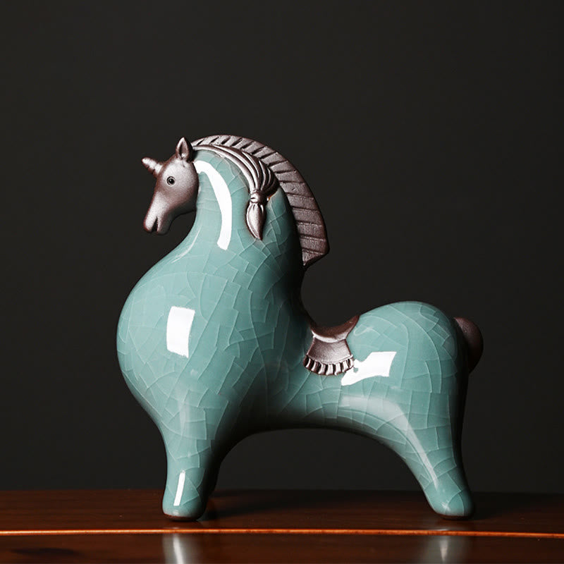Buddha Stones Head Down Up Horse Ceramic Success Freedom Home Decoration - Head Down Horse 11*10.5*5.5cm - image 1