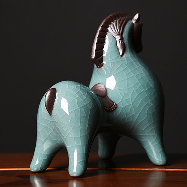 Buddha Stones Head Down Up Horse Ceramic Success Freedom Home Decoration - image 9