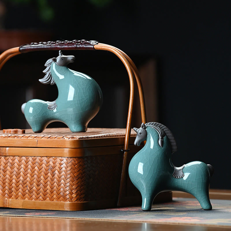 Buddha Stones Head Down Up Horse Ceramic Success Freedom Home Decoration - image 18