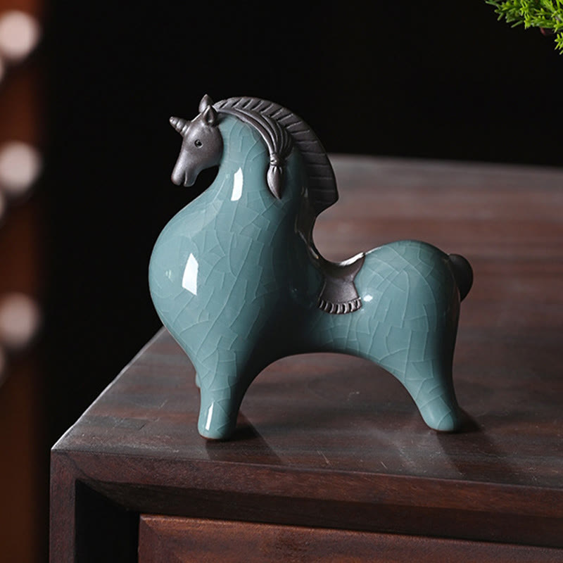 Buddha Stones Head Down Up Horse Ceramic Success Freedom Home Decoration - image 6