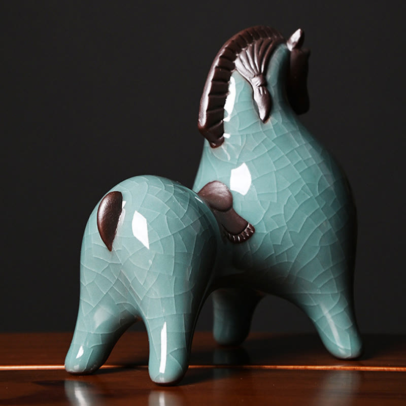 Buddha Stones Head Down Up Horse Ceramic Success Freedom Home Decoration - image 9