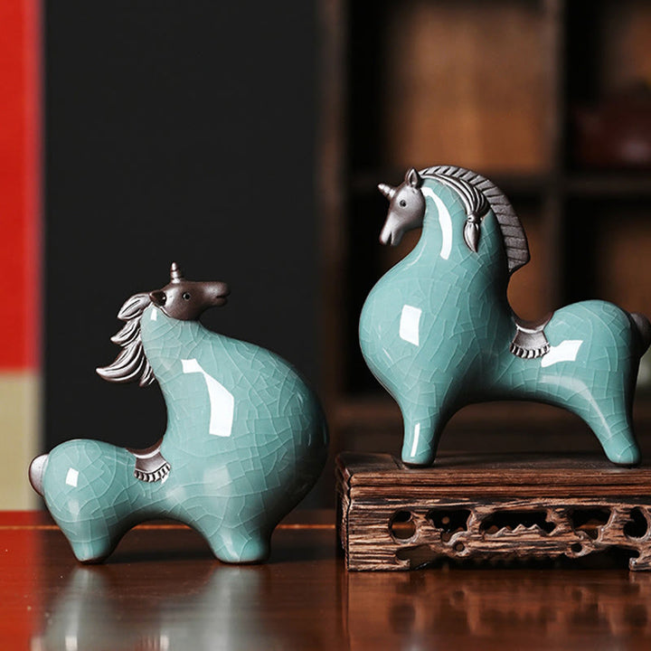 Buddha Stones Head Down Up Horse Ceramic Success Freedom Home Decoration - image 16