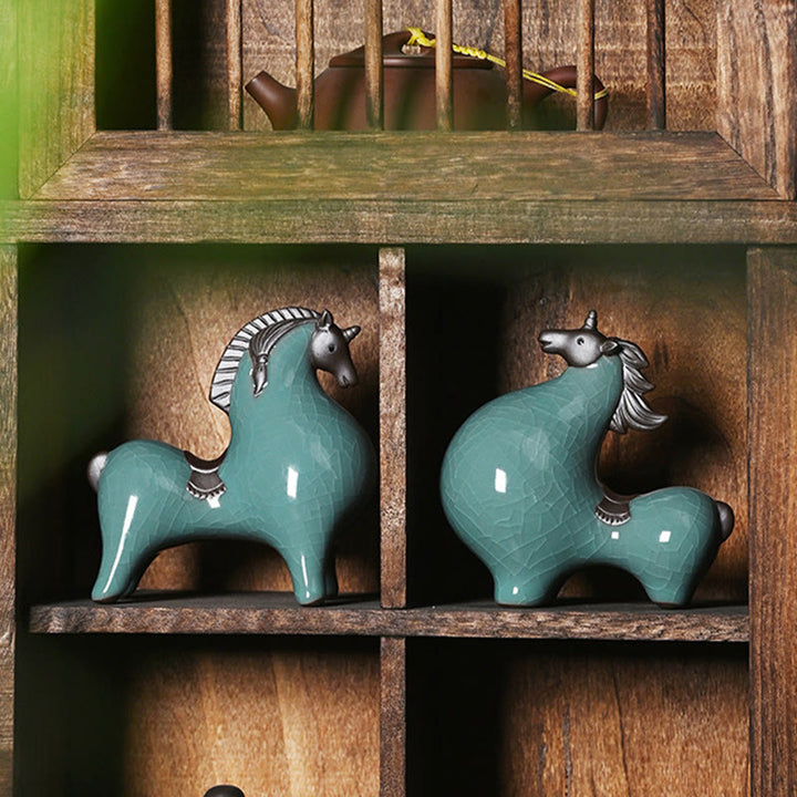 Buddha Stones Head Down Up Horse Ceramic Success Freedom Home Decoration - image 17