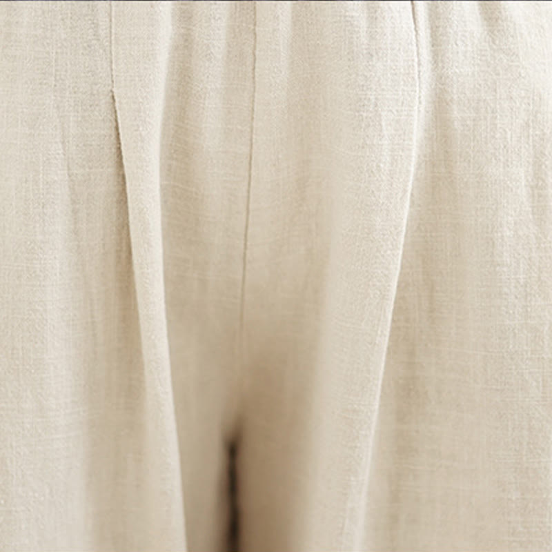 Buddha Stones Casual Solid Color Tapered Elastic Waistband Cotton Linen Women's Pants With Pockets - image 16