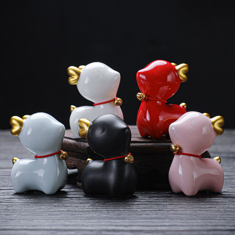 Buddha Stones Mini Deer Tea Pet Ceramic Home Desk Figurine Decoration - image 0