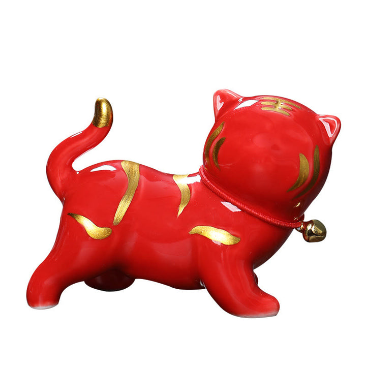 Buddha Stones Mini Cute Tiger Tea Pet Ceramic Home Desk Figurine Decoration - image 9