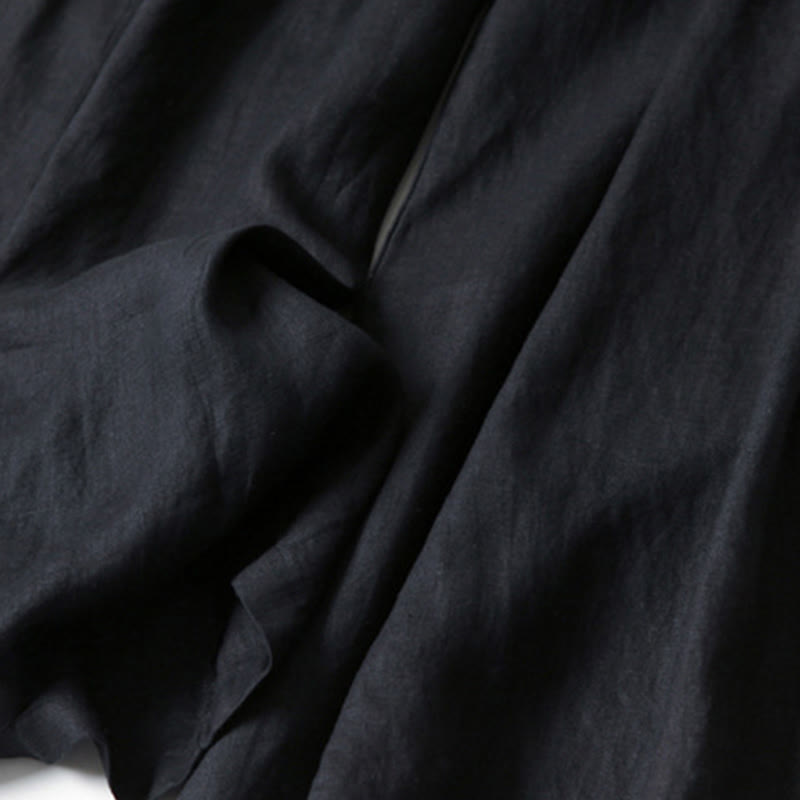 Buddha Stones Plain Color Cotton Linen High Waist Wide Leg Pants With Pockets - image 23