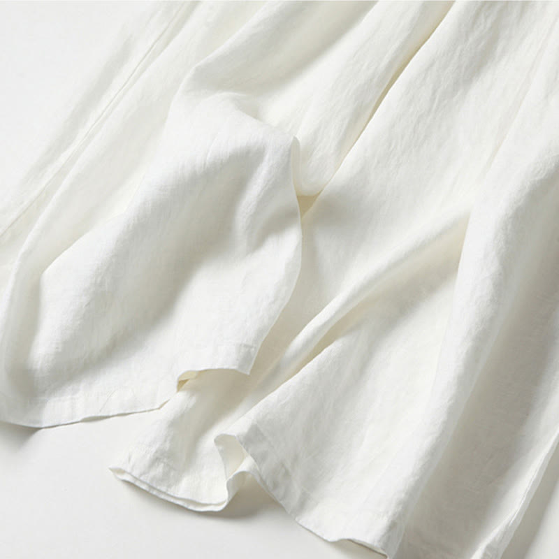 Buddha Stones Plain Color Cotton Linen High Waist Wide Leg Pants With Pockets - image 26