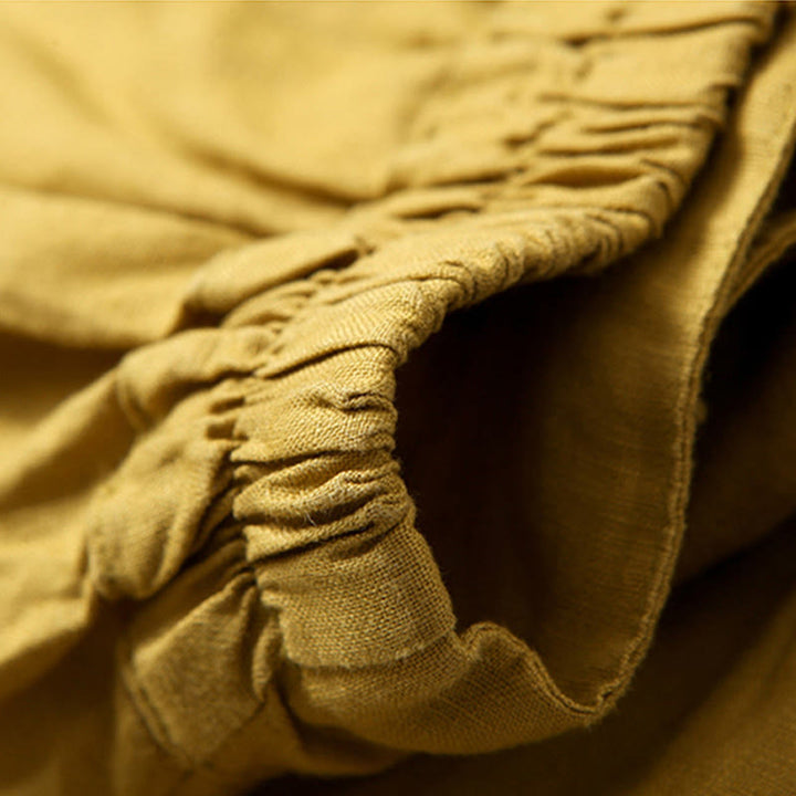 Buddha Stones Plain Color Cotton Linen High Waist Wide Leg Pants With Pockets - image 2