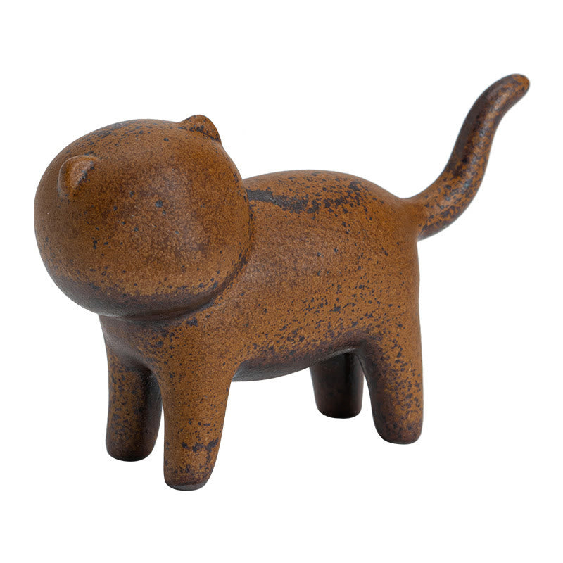 Buddha Stones Mini Standing Cat Feng Shui Frog Toad Tea Pet Ceramic Home Desk Figurine Decoration - image 10