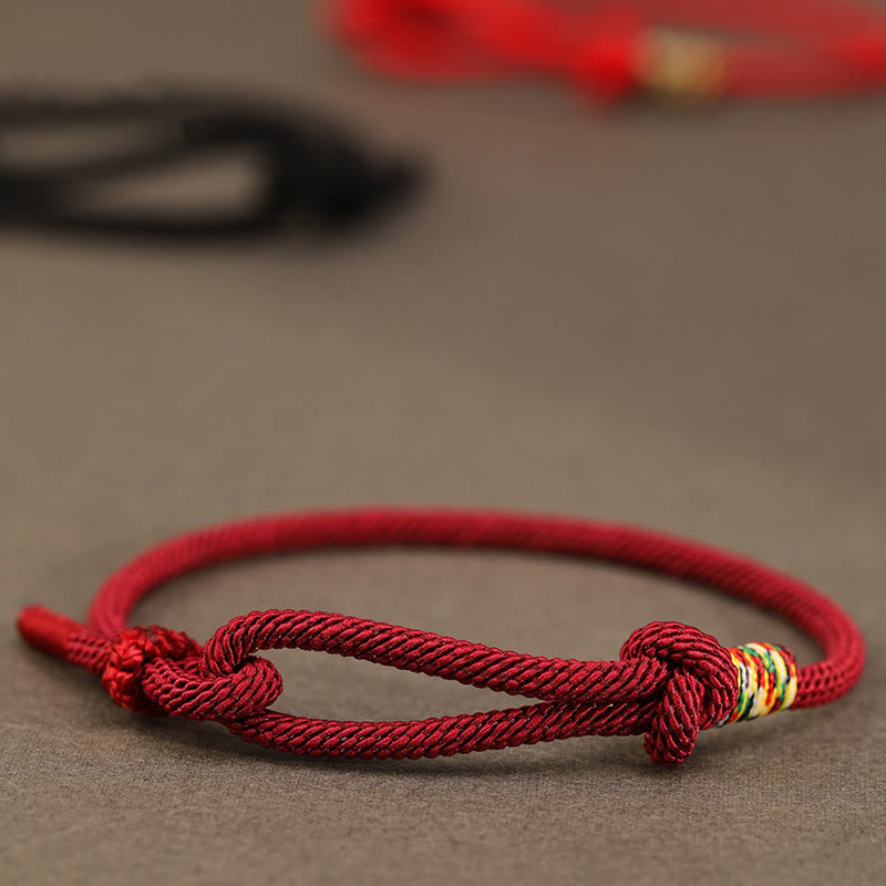 Buddha Stones Red String 925 Sterling Silver 999 Sterling Silver Coin Luck Bracelet - Dark Red String - Colorful String - 14-17cm - image 0