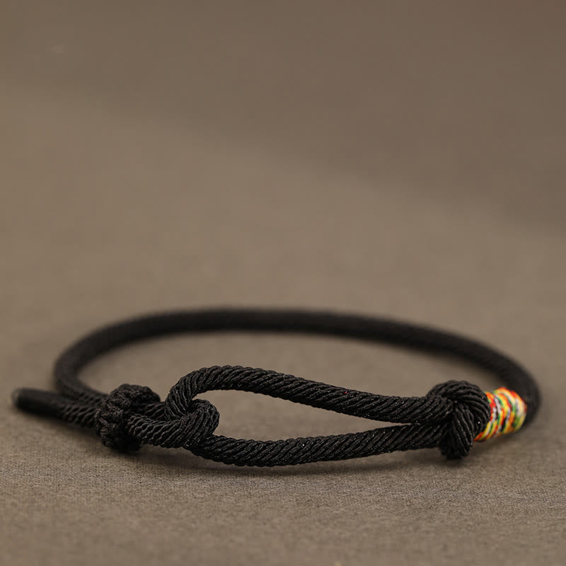 Buddha Stones Red String 925 Sterling Silver 999 Sterling Silver Coin Luck Bracelet - Black String - Colorful String - 16-17cm - image 4