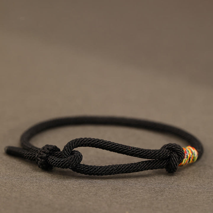 Buddha Stones Red String 925 Sterling Silver 999 Sterling Silver Coin Luck Bracelet - Black String - Colorful String - 16-17cm - image 4