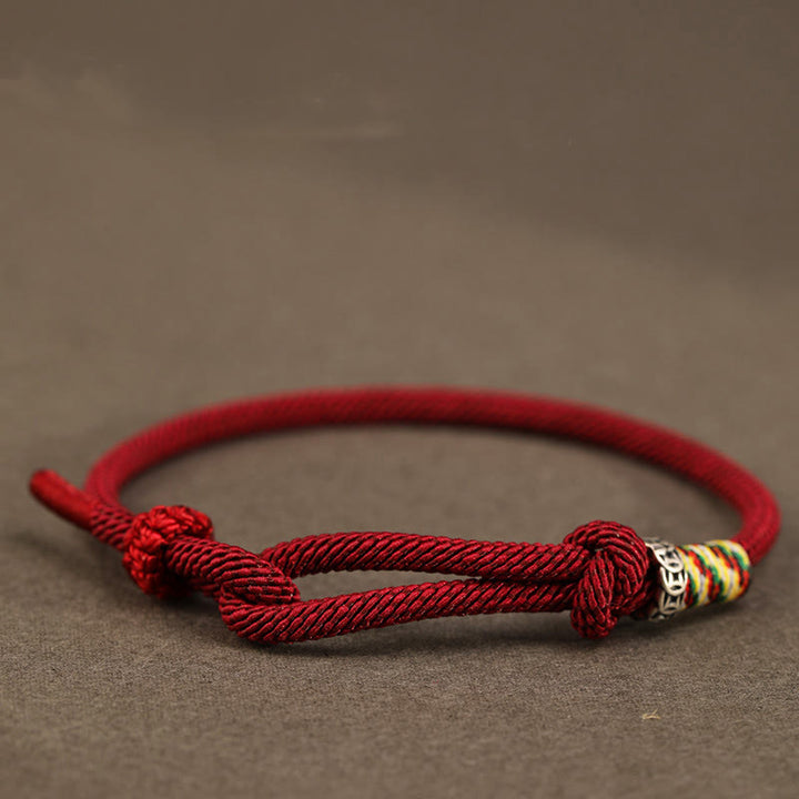 Buddha Stones Red String 925 Sterling Silver 999 Sterling Silver Coin Luck Bracelet - Dark Red String - 925 Sterling Silver Coin Ring - 16-17cm - image 8