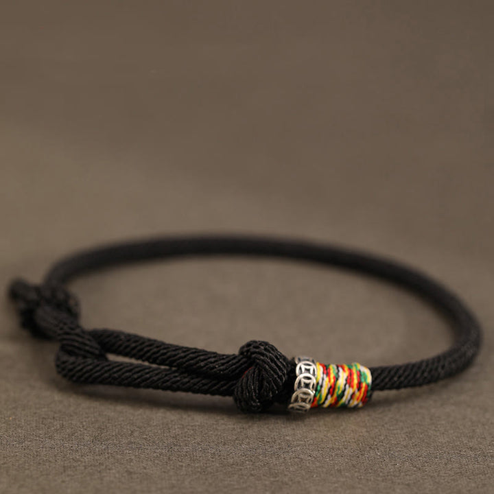 Buddha Stones Red String 925 Sterling Silver 999 Sterling Silver Coin Luck Bracelet - Black String - 925 Sterling Silver Coin Ring - 14-17cm - image 10
