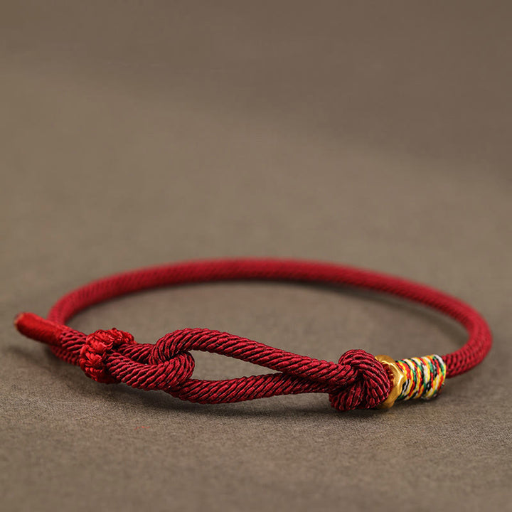 Buddha Stones Red String 925 Sterling Silver 999 Sterling Silver Coin Luck Bracelet - Dark Red String - 999 Sterling Silver Golden Ring - 14-17cm - image 11