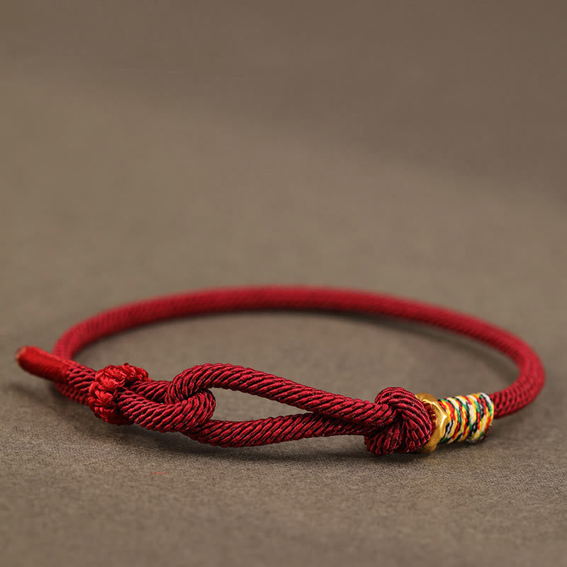 Buddha Stones Red String 925 Sterling Silver 999 Sterling Silver Coin Luck Bracelet - Dark Red String - 999 Sterling Silver Golden Ring - 16-17cm - image 11
