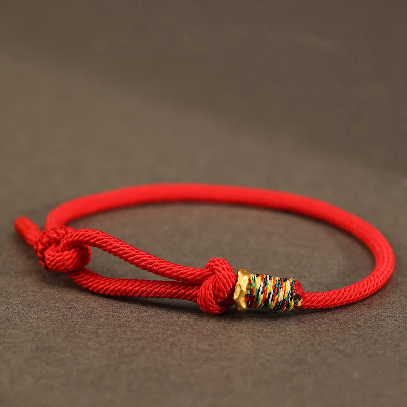 Buddha Stones Red String 925 Sterling Silver 999 Sterling Silver Coin Luck Bracelet - Red String - 999 Sterling Silver Golden Ring - 16-17cm - image 12