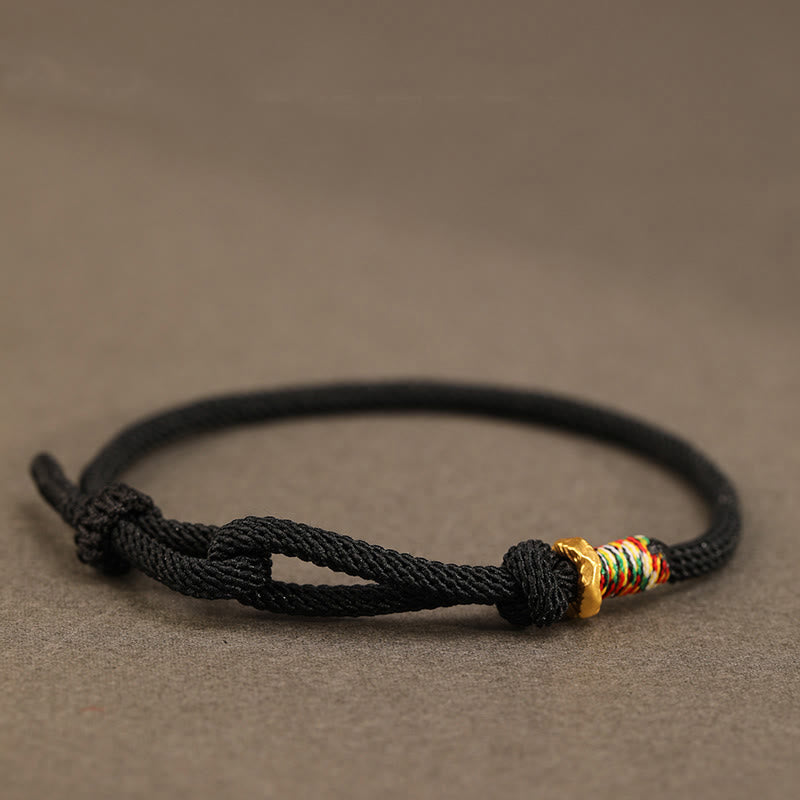 Buddha Stones Red String 925 Sterling Silver 999 Sterling Silver Coin Luck Bracelet - Black String - 999 Sterling Silver Golden Ring - 14-17cm - image 13