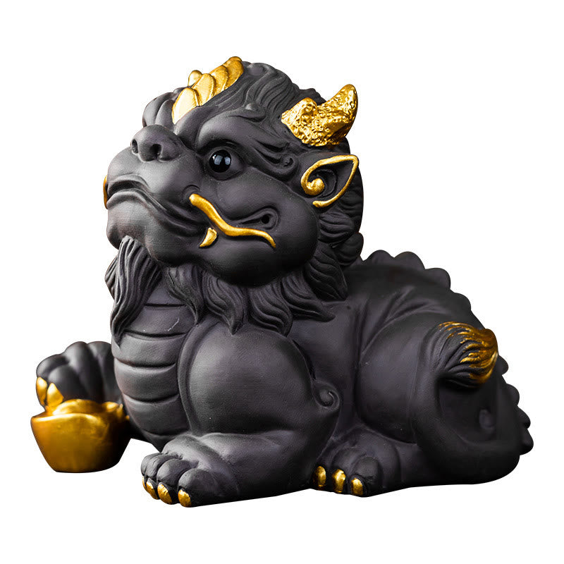 Buddha Stones PiXiu Ingot Ball Purple Clay Ceramic Tea Pet Wealth Home Figurine Decoration - image 14