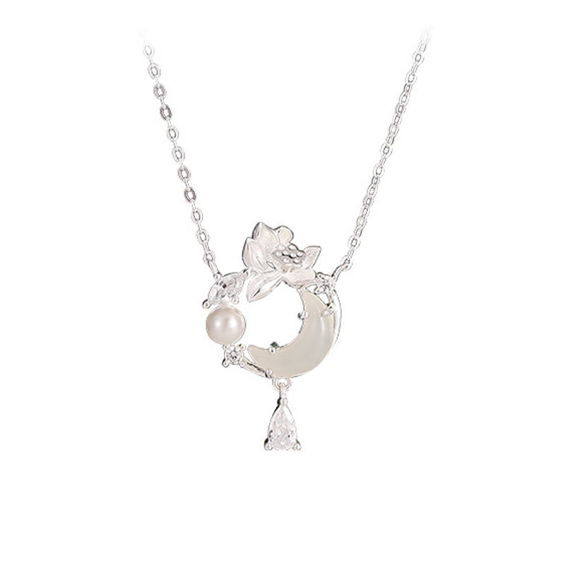 Buddha Stones Hetian Jade 925 Sterling Silver Cubic Zirconia Pearl Necklace Pendant - image 8