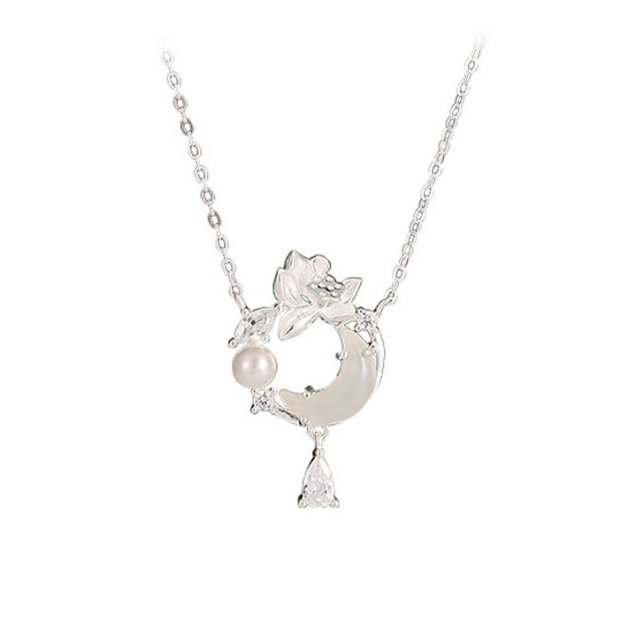 Buddha Stones Hetian Jade 925 Sterling Silver Cubic Zirconia Pearl Necklace Pendant - image 8