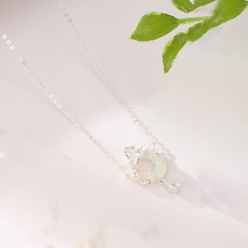 Buddha Stones Hetian Jade 925 Sterling Silver Cubic Zirconia Pearl Necklace Pendant - image 7